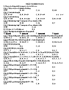 Trắc nghiệm môn Toán 6